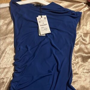 Zara One Shoulder Dress in Vibrant Blue